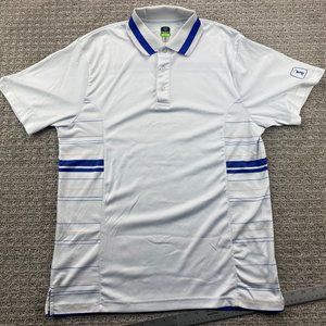 PGA Tour Pro Series Golf Shirt Adult Men Large L White Striped Polo Sport Golfer